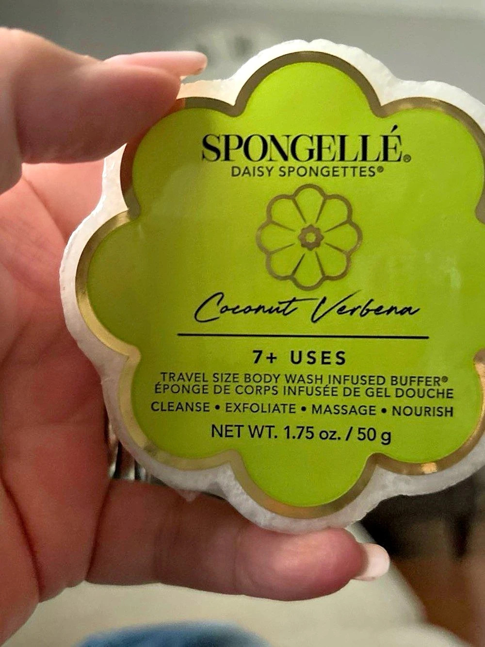Spongellé Coconut Verbena Daisy Spongette Green NWT